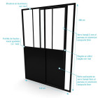 Porte de douche coulissante type Atelier 140x200cm - Profilés Noir Mat - WORKSHOP SLIDE Aurlane - FAC353