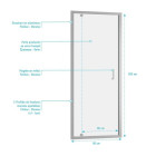 Porte de douche pivotante 80x200 cm - Verre trempé 6 mm - Profilé chrome - CHROMED CRUSH Aurlane - FAC773