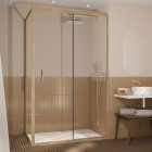 Porte de douche pivotante et retour 120x80x200cm - Profilés alu effet bois - Verre trempé 6mm - WOOD CRUSH Aurlane - PACF503