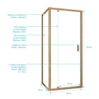 Porte de douche pivotante et retour 90x90x200cm - Profilés alu effet bois - Verre trempé 6mm - WOOD CRUSH Aurlane - PACF502
