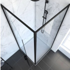 Porte de douche Pivotante et retour profilés noir + receveur à poser - 80x80x204cm - CRUSH PIVOTANTE Aurlane - FAC398