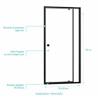 Porte de douche pivotante Noir 80-90x185cm - Extensible de 78 à 90 cm - BLACK SLIDE 70 80 Aurlane - FAC1132
