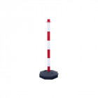Poteaux économiques ø 40mm en plastique avec base à lester de 29x29cm hauteur 85cm coloris rouge, blanc et noir lot de 2
