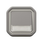 Poussoir no-nf lumineux porte-étiquette plexo complet encastré gris (069824l)