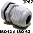 Presse étoupe iso ip67 + contre écrou presse étoupe iso m12 - ø 3 -6,5mm - perçage 12,5mm