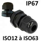 Presse étoupes noir iso ip67 + contre écrou m16 - ø 5 -10mm - perçage 16,5mm
