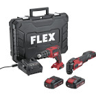Set visseuse pour cloisons sèches + outil multifonction - FLEX - avec 2 batteries 18V 2.5Ah - chargeur - mallette -532427