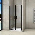 Porte de douche noir en verre anticalcaire 8 mm - 2 portes pivotantes - Dimensions au choix