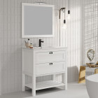 Meuble de salle de bain 80 cm simple vasque - pin massif - 2 tiroirs - pyla - blanc