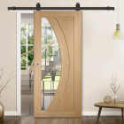 Rail porte coulissante loft/fermière 2m acier noir pour porte en bois