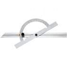 Rapporteur d'angle, réglable et coulissant en Long., Arc gradué : 300 mm, Long. des branches 600 mm