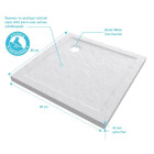 Receveur de douche à poser 80x80 cm extra plat en acrylique renforcée blanc - Finition pierre Aurlane - FAC362