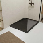 Receveur en acrylique Noir effet pierre 90x120x4 cm + Grilles linéaires chrome et Noire mate - METEORA Aurlane - PACR308