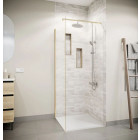 Retour pour porte de douche 90x180 cm verre trempe 5mm - Finition Or Brossé - GOLD ELEMENTARY Aurlane - FAC1100