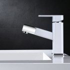 Robinet lavabo mitigeur sophistiqué avec bec rétractable blanc