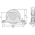 Roue à support intérieur à gorge ronde 337 diamètre 80 mm - 1 roulement pour roues à roulements à billes