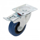Roulette pivotante en caouthcouc avec frein - 100 mm 140 kg bleue