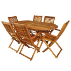 Salon de jardin en bois naturel huilé 1 table + 6 chaises