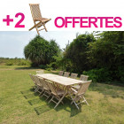 Salon jardin en teck batan 8 chaises 2 fauteuils - bundle chaises