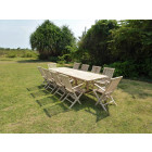 Salon de jardin en teck batan 10 fauteuils pliants