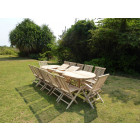 Salon de jardin en teck henua 10 chaises 2 fauteuils