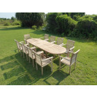 Salon de jardin en teck henua 10 fauteuils empilables