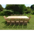 Ensemble de jardin en teck premium kirang 10 chaises 2 fauteuils jenae