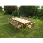 Ensemble de jardin en teck premium kirang 10 fauteuils audia