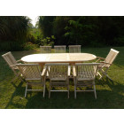 Ensemble salon de jardin en teck mahui 8 fauteuils pliants