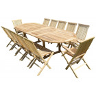 Ensemble de jardin en teck premium nayan 10 chaises 2 fauteuils jenae