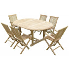 Ensemble de jardin en teck premium sawah 4 chaises 2 fauteuils jenae