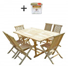 Ensemble salon de jardin en teck serang 6 chaises - bundle huile