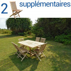 Ensemble salon de jardin en teck serang 6 chaises + bundle 2 chaises