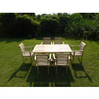 Ensemble salon de jardin en teck serang 6 fauteuils empilables