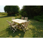 Ensemble salon de jardin en teck serang 6 fauteuils pliants