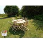 Ensemble salon de jardin en teck solo 4 chaises 2 fauteuils - bundle huile