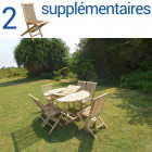 Ensemble salon de jardin en teck solo 6 chaises + bundle 2 chaises