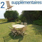 Ensemble salon de jardin en teck solo 6 chaises + bundle 2 chaises