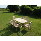 Ensemble salon de jardin en teck solo 6 fauteuils empilables