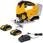 Scie sauteuse sans fil 20v vitopower + 2 batteries 2.0 ah + chargeur rapide