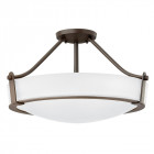 Semi-plafonnier hathaway, bronze vieilli, verre opale