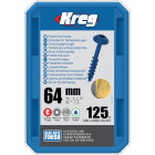 Vis à trous de poche 64 mm Blue-Kote™ Maxi-Loc, Filetage épai, 125 - KREG - SML-C250B-125-INT Vis à trous de poche 64 mm Blue-Kote™ Maxi-Loc, Filetage épai, 125 - KREG - SML-C250B-125-INT