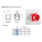 Socle male en saillie 16a 3p+t+n 380v ip44/67 ip44 - embase mâle inclinée 3p+t+n - 16a - 380v