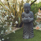 Statue jardin moine debout avec photophore 60 cm - gris  60 cm - gris