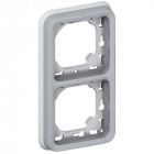 Support plaque 2 postes verticaux plexo composable ip55 gris (069685)