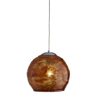 Suspension 1 ampoule crackle, en chrome et acrylique ambre
