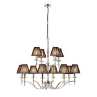 Suspension 12 ampoules stanford, nickel, abat-jour noirs