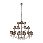 Suspension 21 ampoules stanford, nickel, abat-jour noirs