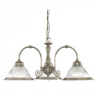 Suspension 3 ampoules  american diner, en laiton antique et verre