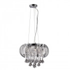 Suspension 3 ampoules fountaine, en chrome et cristal Suspension 3 ampoules fountaine, en chrome et cristal